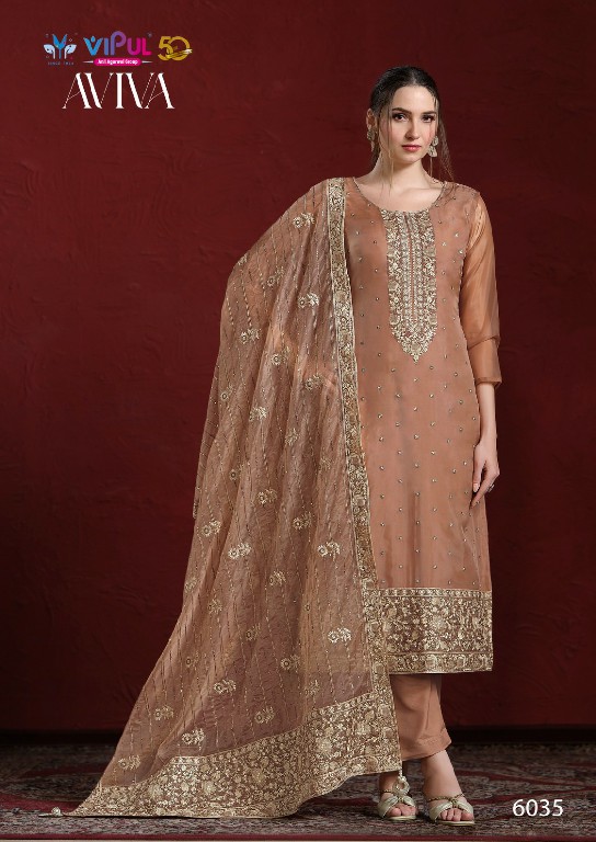 aviva by vipul fashion embroidery work soft organza 3pcs dress