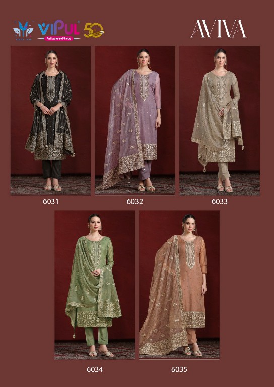 aviva by vipul fashion embroidery work soft organza 3pcs dress