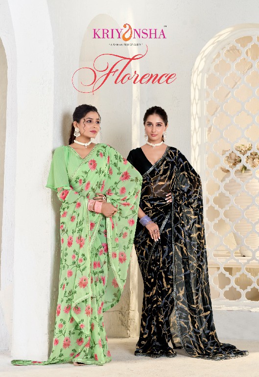 Kriyansha Florence Wholesale Pure Georgette Fabrics Ethnic Sarees