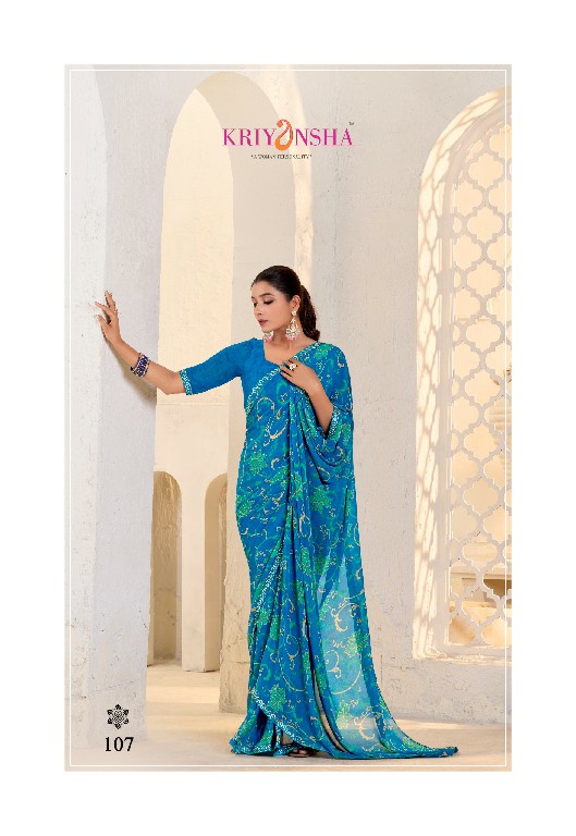 Kriyansha Florence Wholesale Pure Georgette Fabrics Ethnic Sarees