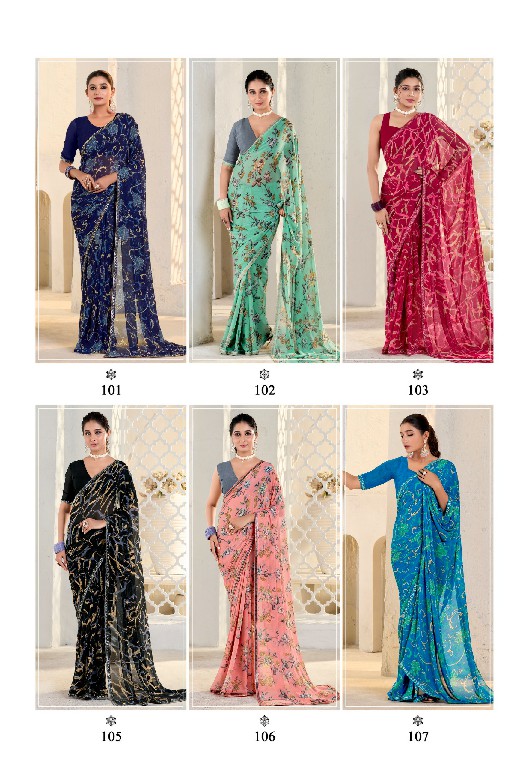 Kriyansha Florence Wholesale Pure Georgette Fabrics Ethnic Sarees