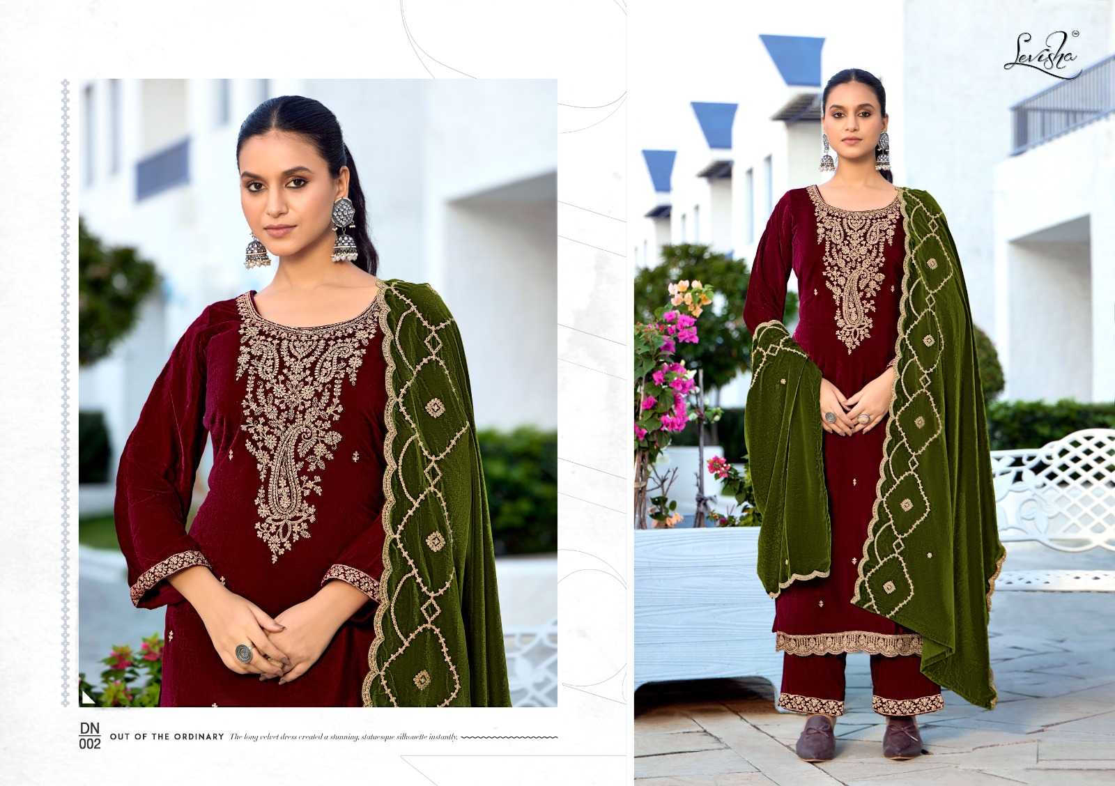 levisha kashida velvet designer embroidery winter collection suits
