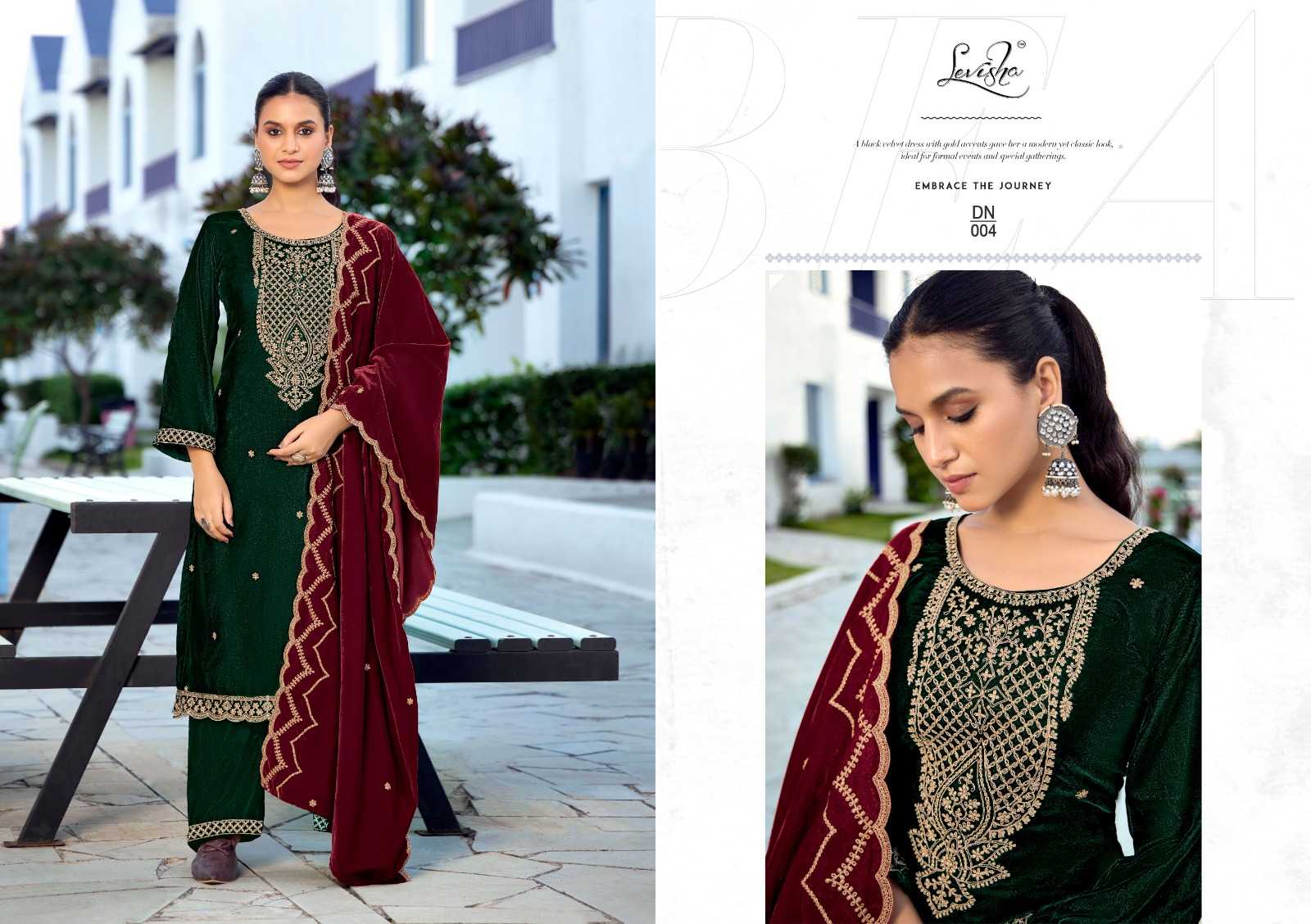 levisha kashida velvet designer embroidery winter collection suits
