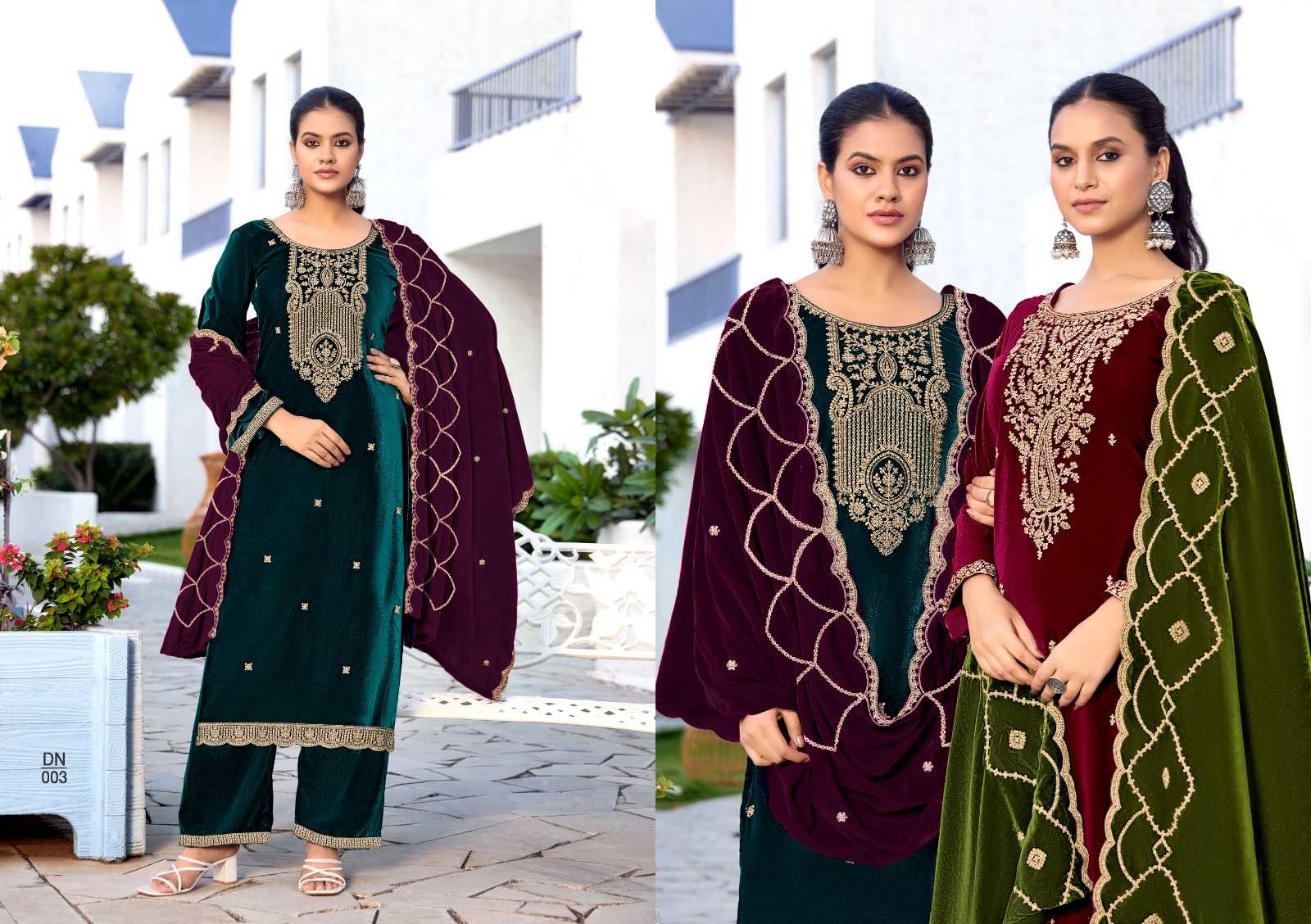 levisha kashida velvet designer embroidery winter collection suits
