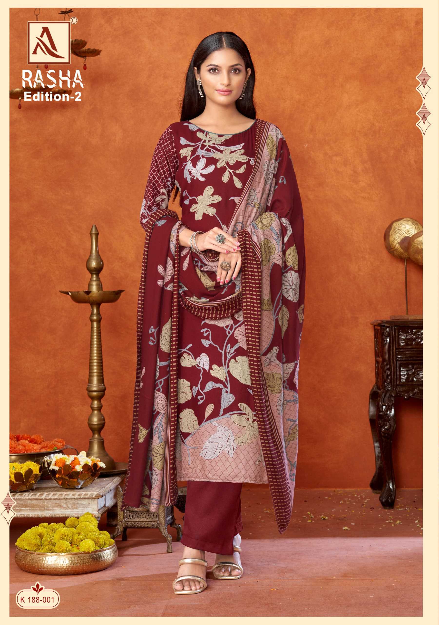 rasha vol 2 by alok suits viscose pashmina designer print 3pcs dress