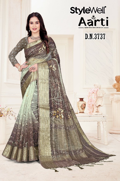 stylewell aarti digital print soft organza stylish saree