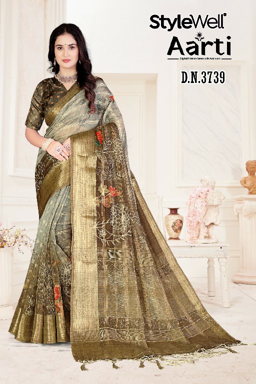 stylewell aarti digital print soft organza stylish saree