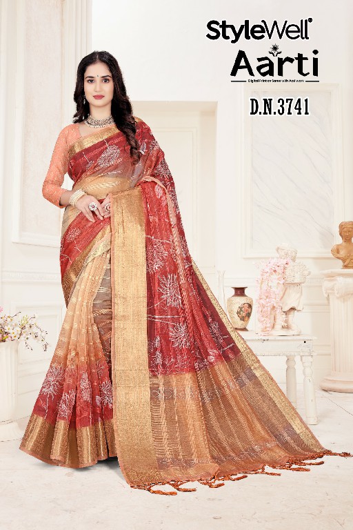 stylewell aarti digital print soft organza stylish saree