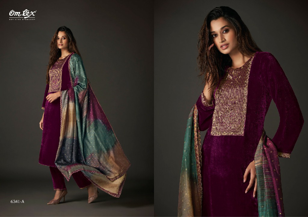 Omtex Utsavi Wholesale Soft Velvet With Embroidery Winter Suits