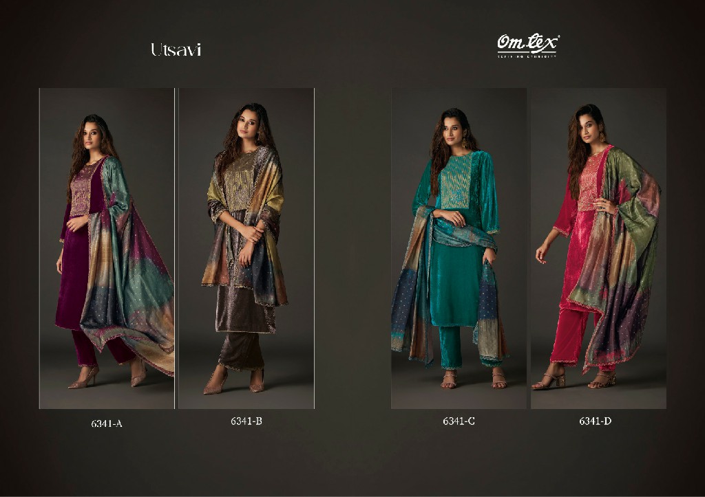 Omtex Utsavi Wholesale Soft Velvet With Embroidery Winter Suits