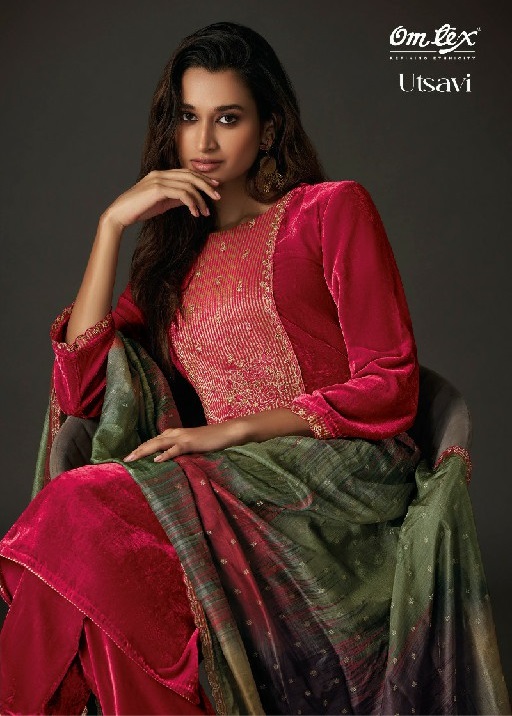 Omtex Utsavi Wholesale Soft Velvet With Embroidery Winter Suits
