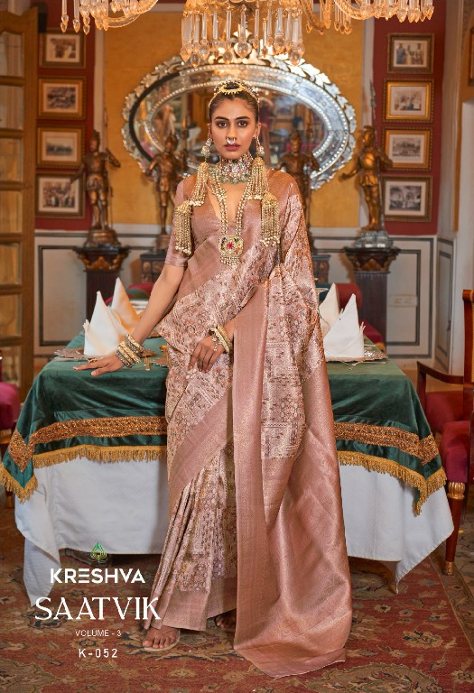 Kreshva Saatvik Vol-3 Wholesale Tusser Silk With Zari Border Sarees