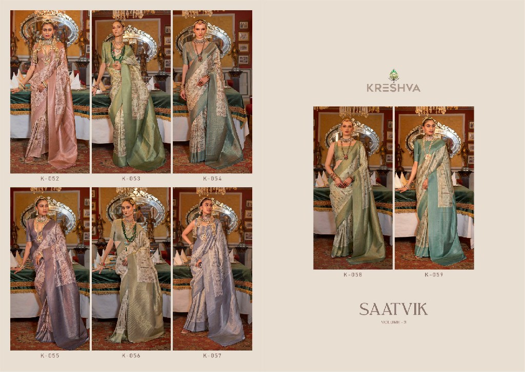 Kreshva Saatvik Vol-3 Wholesale Tusser Silk With Zari Border Sarees