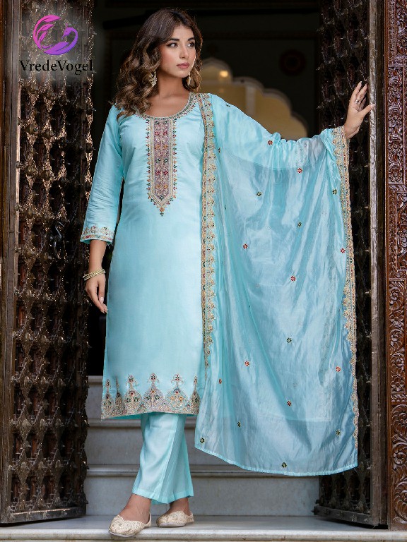 Vredevogel Venue Wholesale Roman Silk Kurti With Pant And Dupatta