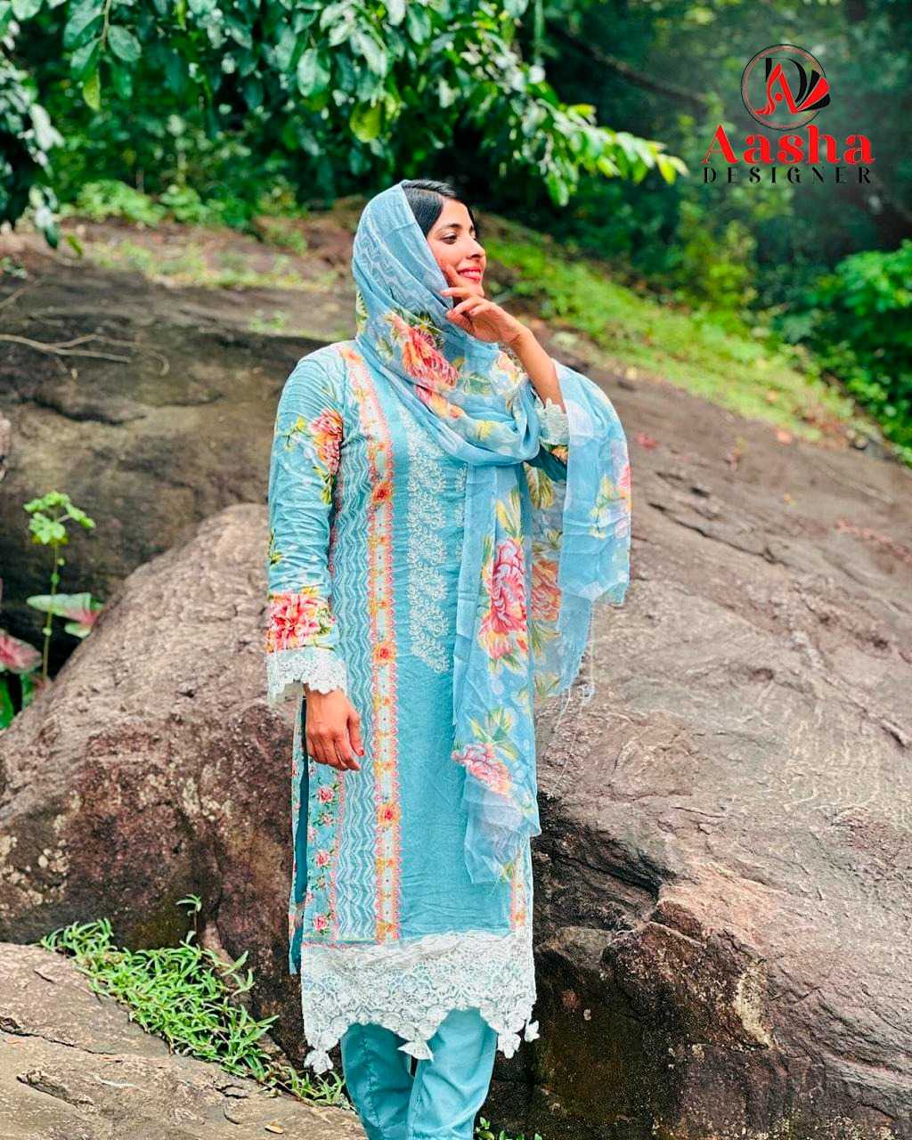 aasha designer 1126 embroidery work cotton pakistani 3pcs dress