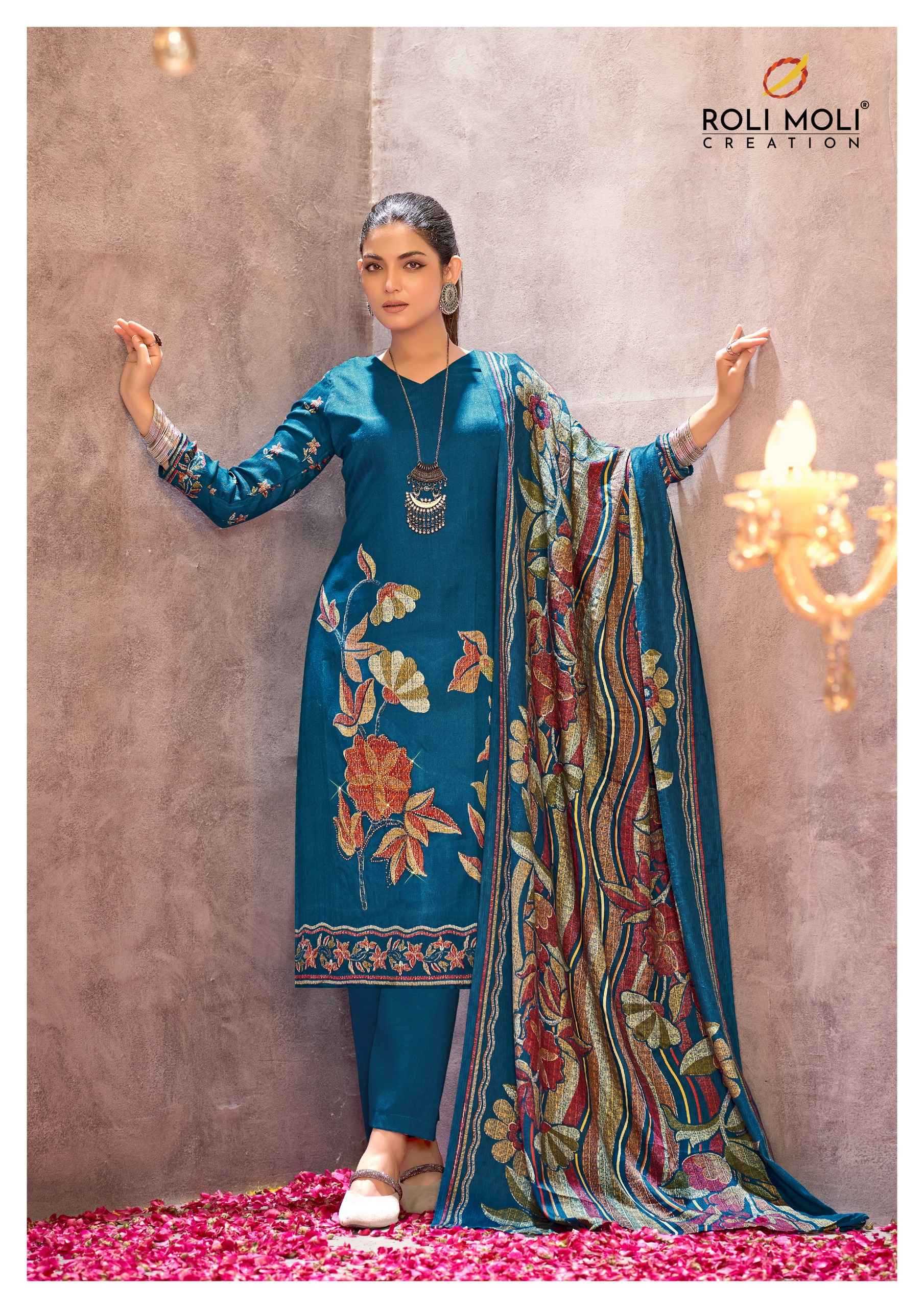 haniya by roli moli creation pashmina winter collection 3pcs suits