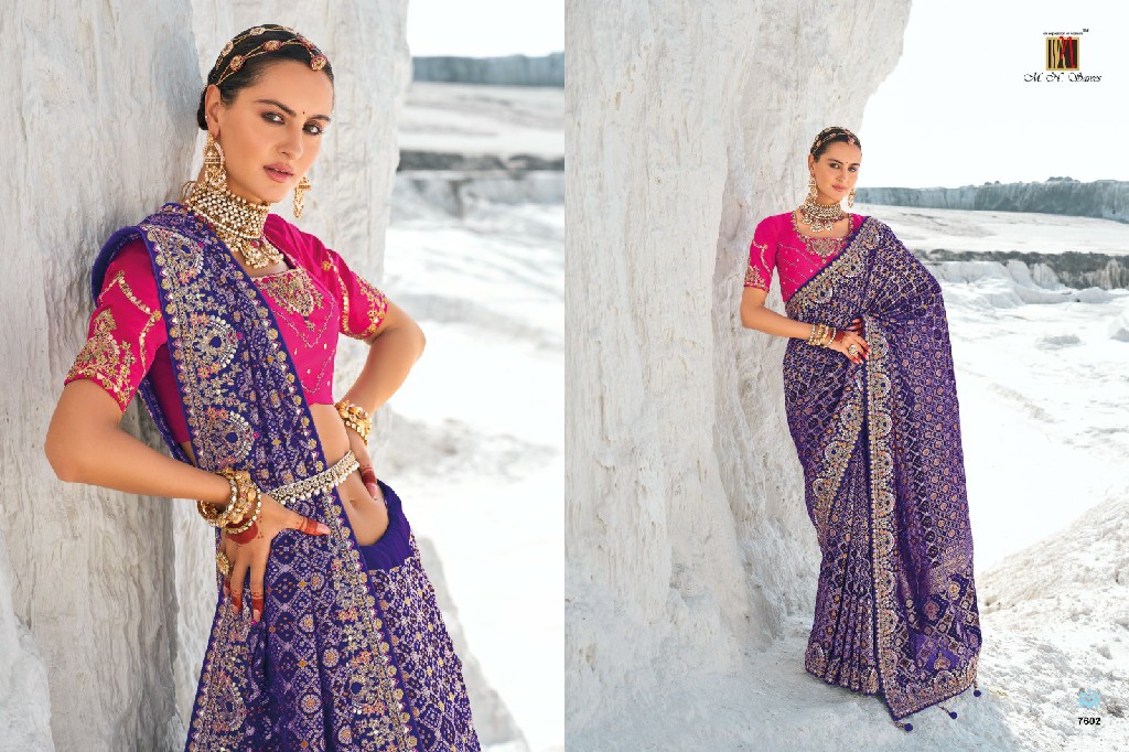 MN Shahi poshak vol 1 7601-7609 georgette bandhani patola saree