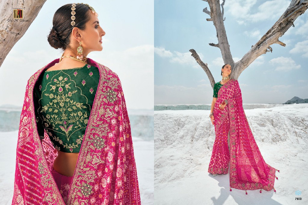 MN Shahi poshak vol 1 7601-7609 georgette bandhani patola saree