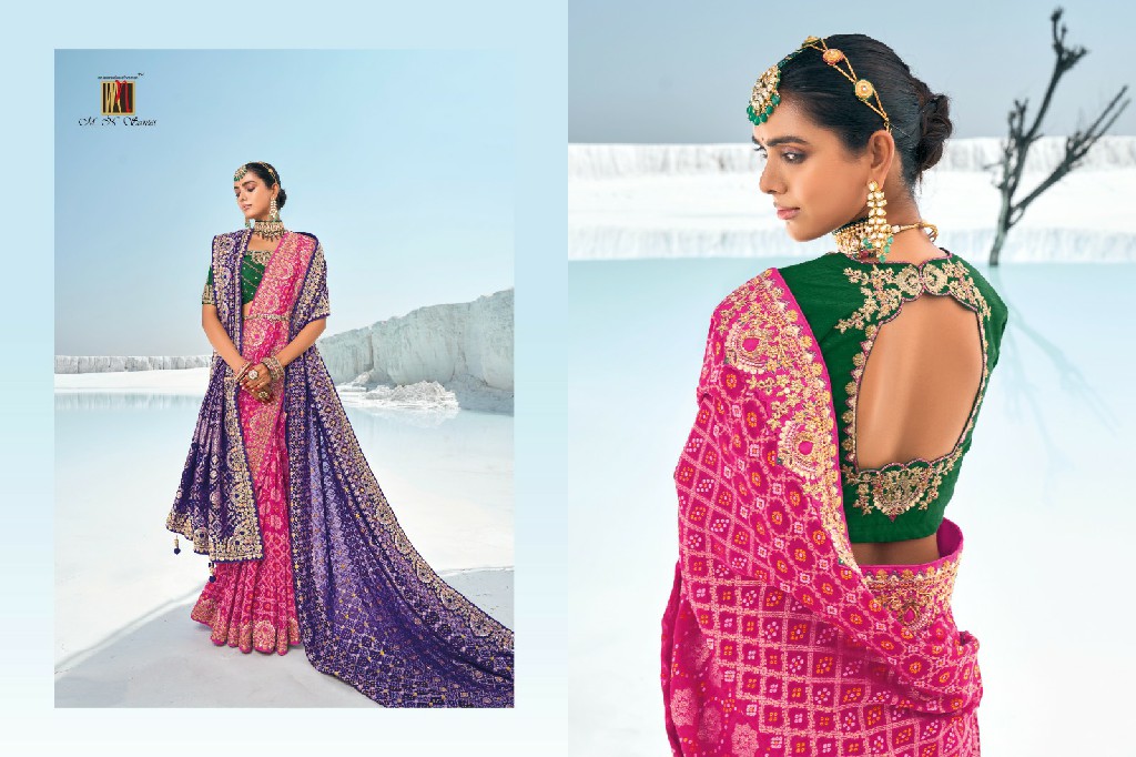 MN Shahi poshak vol 1 7601-7609 georgette bandhani patola saree