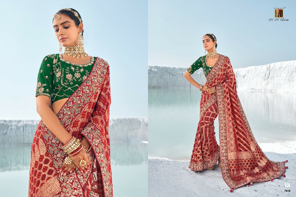 MN Shahi poshak vol 1 7601-7609 georgette bandhani patola saree
