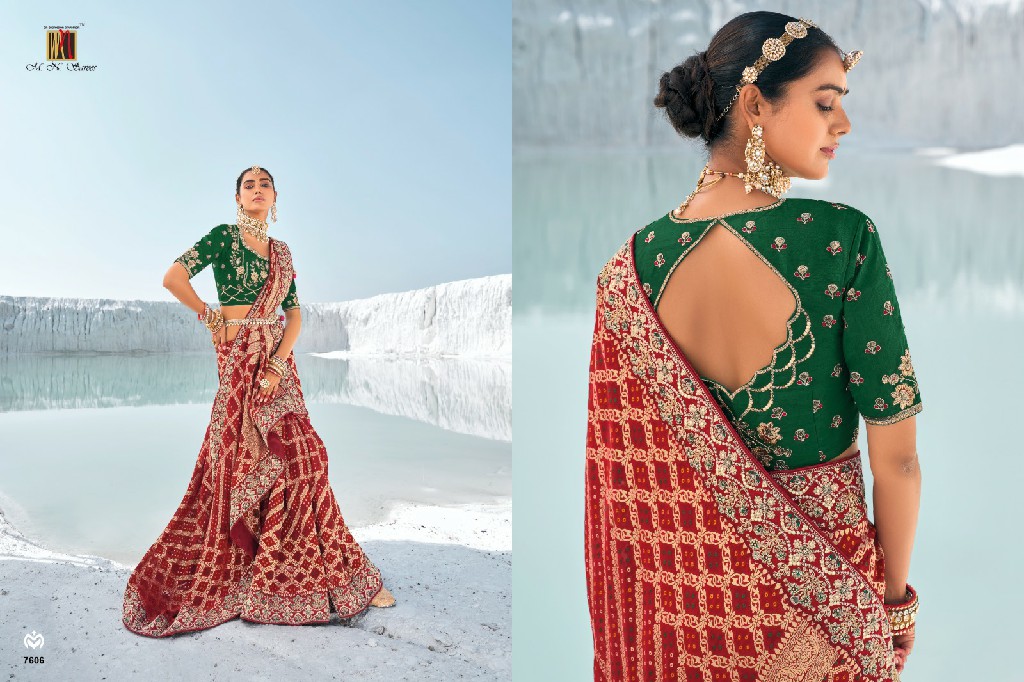 MN Shahi poshak vol 1 7601-7609 georgette bandhani patola saree