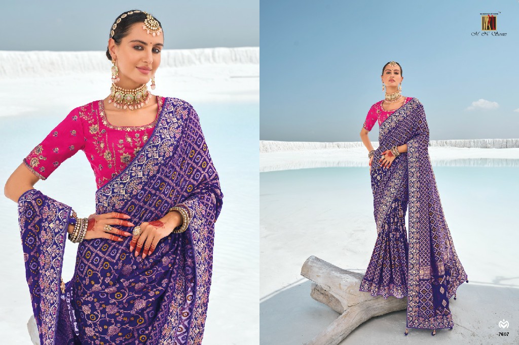 MN Shahi poshak vol 1 7601-7609 georgette bandhani patola saree