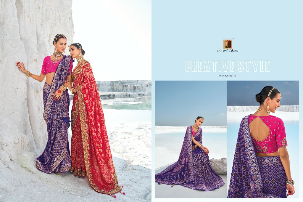 MN Shahi poshak vol 1 7601-7609 georgette bandhani patola saree