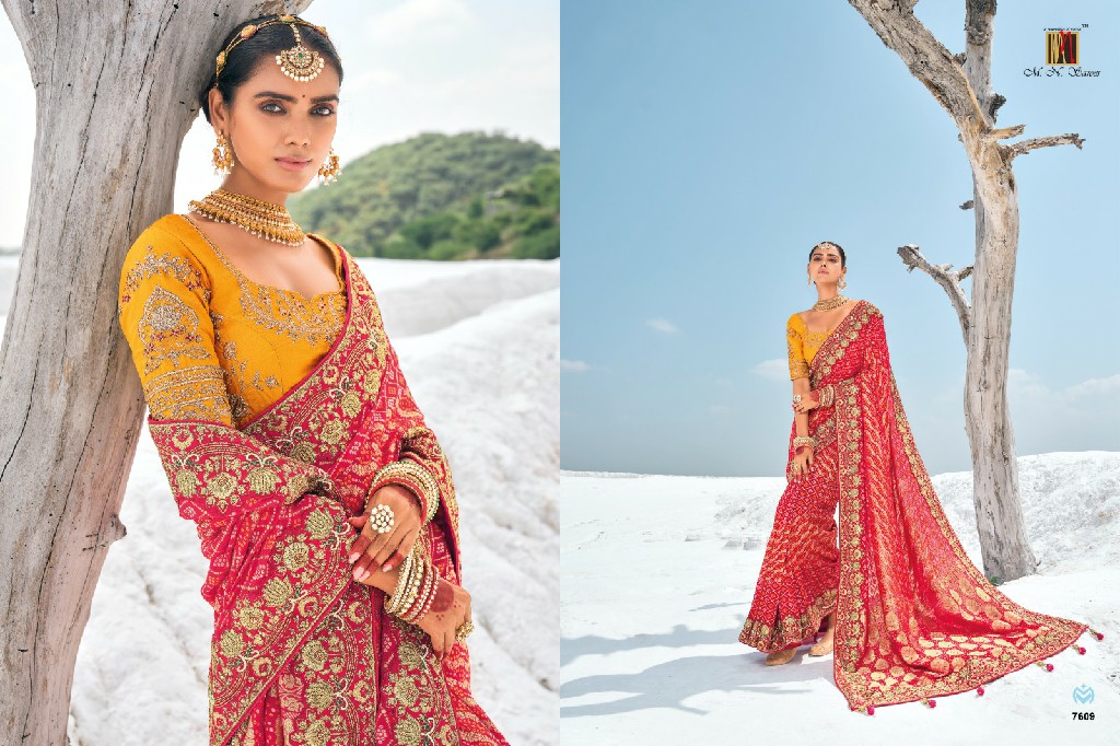 MN Shahi poshak vol 1 7601-7609 georgette bandhani patola saree