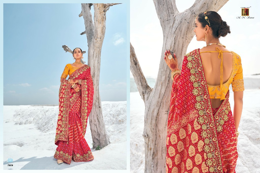 MN Shahi poshak vol 1 7601-7609 georgette bandhani patola saree