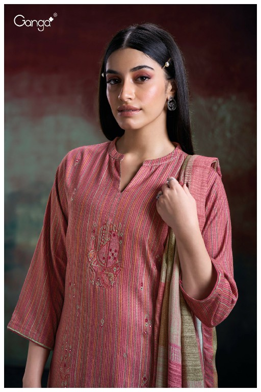 Ganga Kyine S2969 Wholesale Pure Pashmina With Work Winter Suits