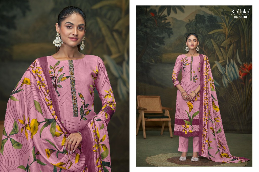 Radhika Azara Zreen Wholesale Pure Cambric Cotton With Diamond Work Dress Material