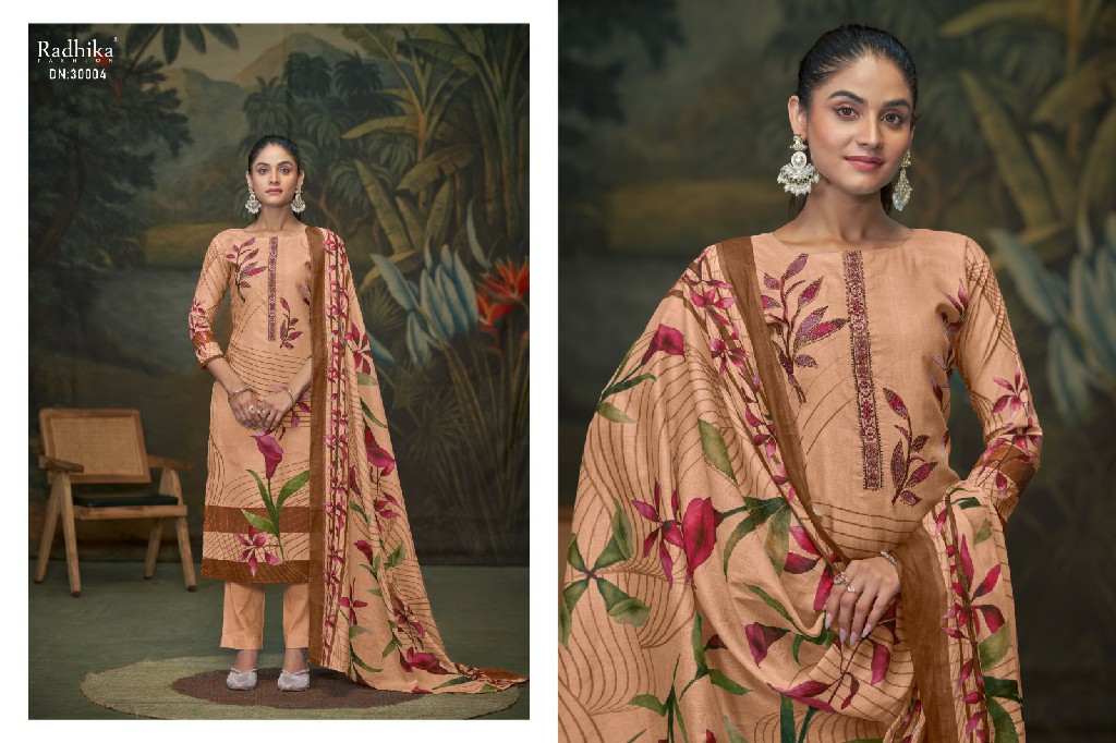 Radhika Azara Zreen Wholesale Pure Cambric Cotton With Diamond Work Dress Material