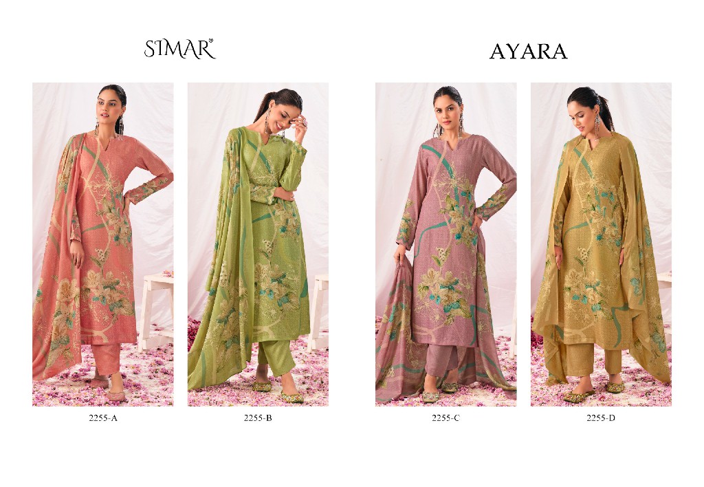 Glossy Simar Ayara Wholesale Pure Pashmina With Work Winter Suits