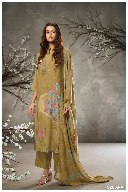 Ganga Fedora S2889 Wholesale Pure Wool Pashmina With Hand Work Winter Suits