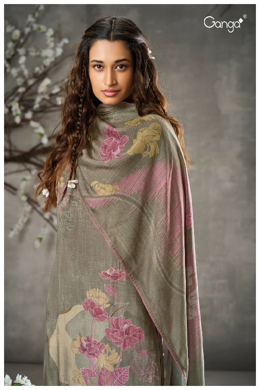 Ganga Fedora S2889 Wholesale Pure Wool Pashmina With Hand Work Winter Suits