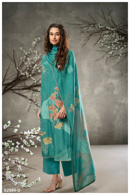 Ganga Fedora S2889 Wholesale Pure Wool Pashmina With Hand Work Winter Suits