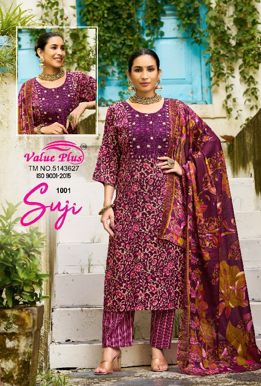 Value Plus Suji Wholesale Two Tone Reyon 3 Piece Salwar Suits