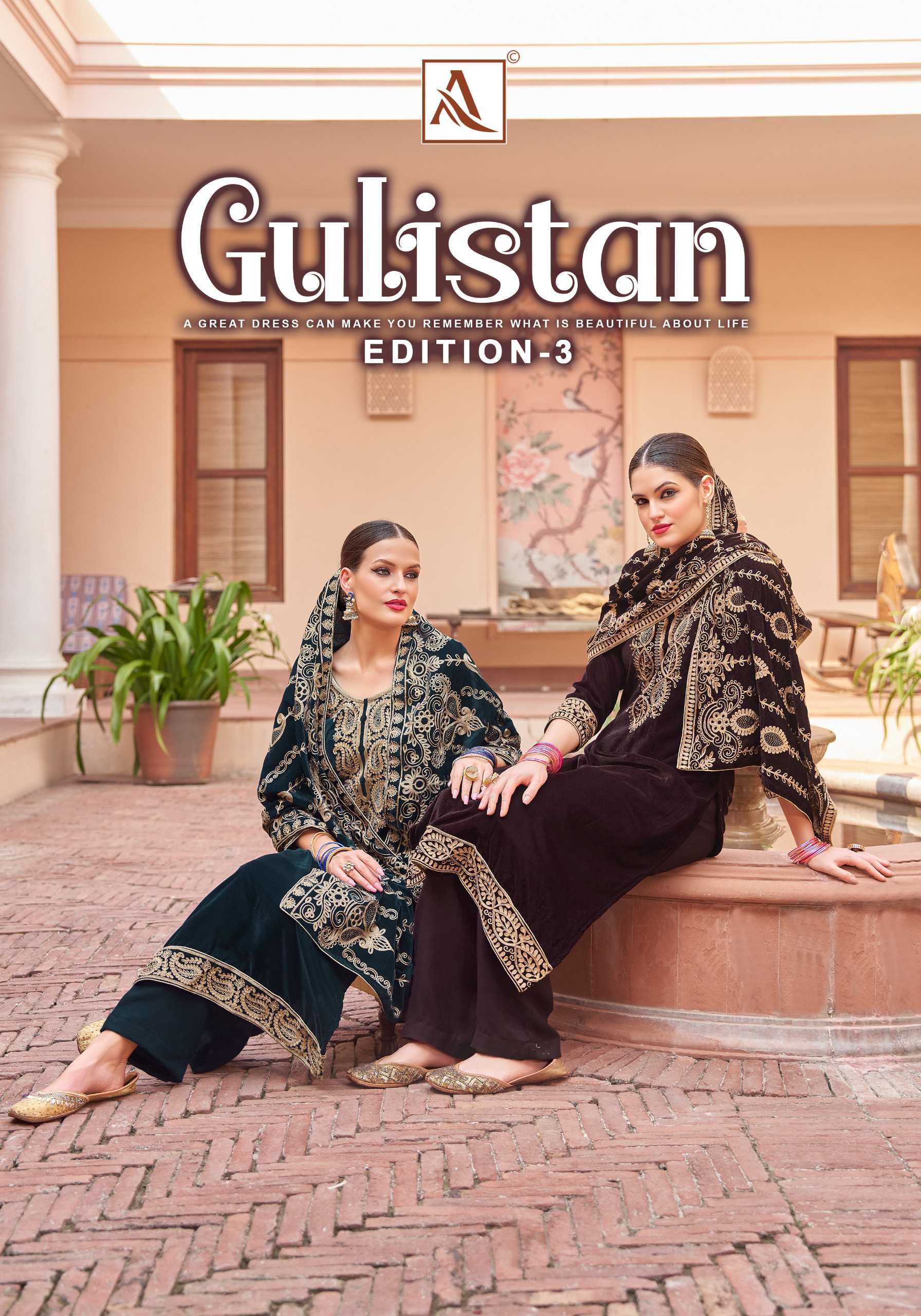 gulistan vol 3 by alok suits winter special velvet designer ladies suits