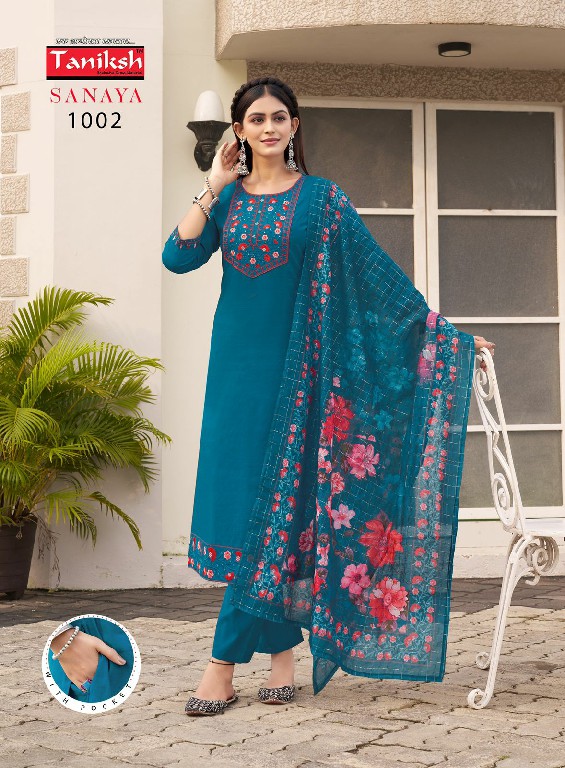 Taniksh Sanaya Vol-1 Wholesale Embroidery Work Top With Pant And Dupatta