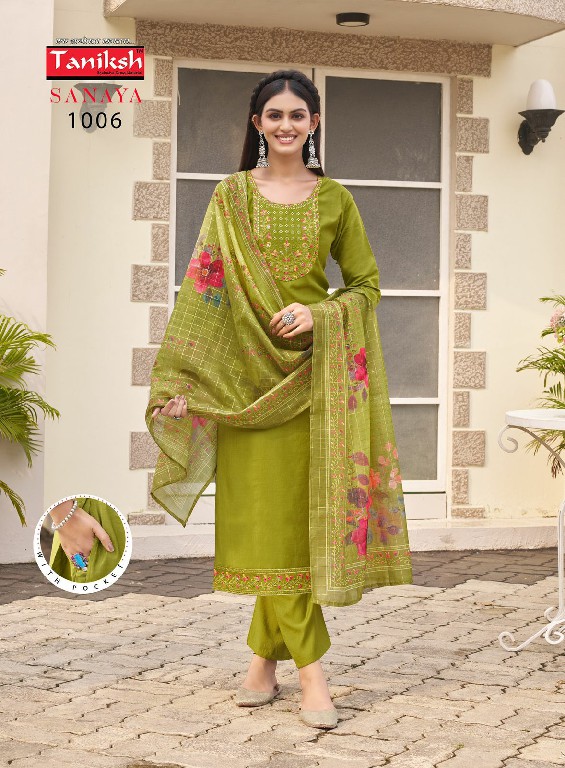 Taniksh Sanaya Vol-1 Wholesale Embroidery Work Top With Pant And Dupatta