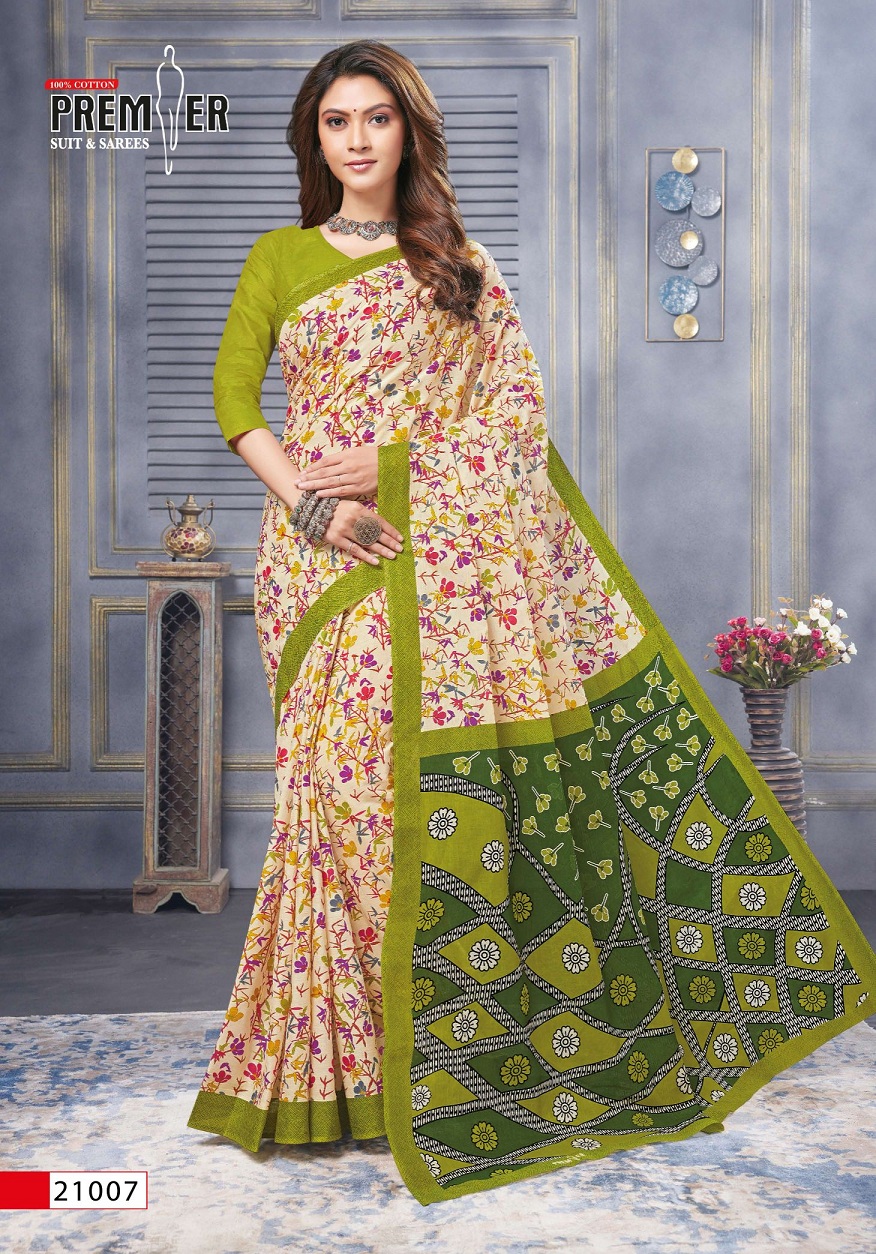 Premier Saravani Vol-21 Wholesale Pure Cotton Printed Indian Sarees