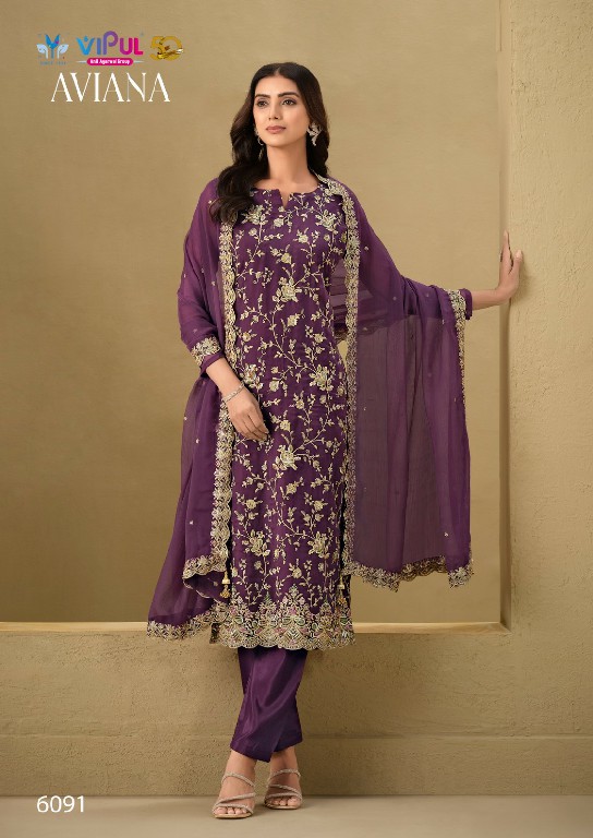 aviana by vipul fashion jarkan work organza chiffon trendy suits