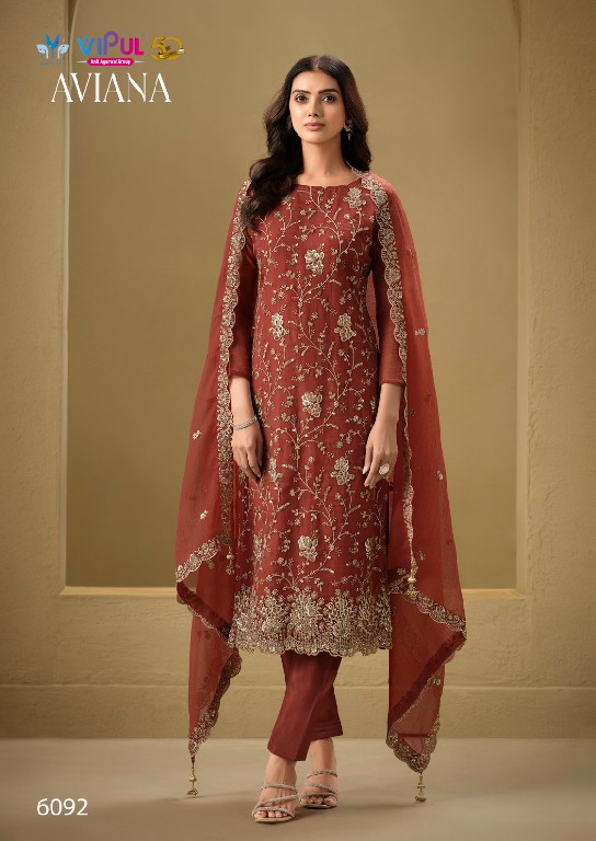 aviana by vipul fashion jarkan work organza chiffon trendy suits