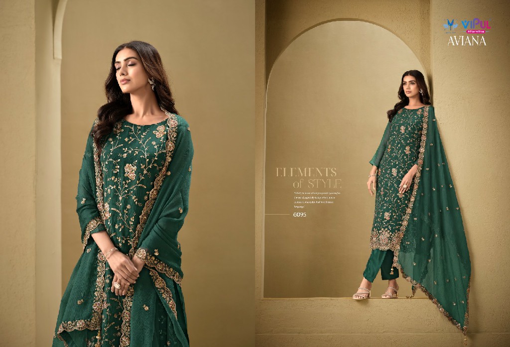 aviana by vipul fashion jarkan work organza chiffon trendy suits