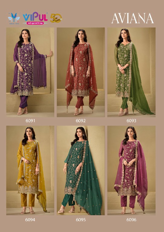 aviana by vipul fashion jarkan work organza chiffon trendy suits