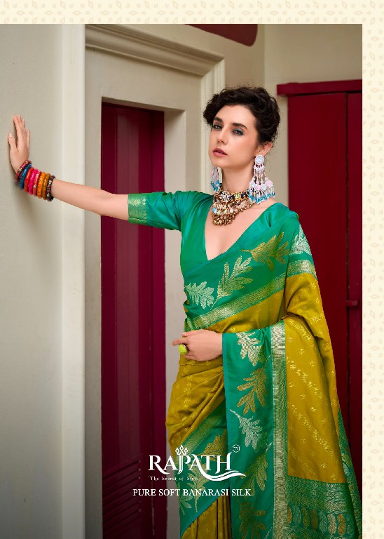 Rajpath Leaf Silk Wholesale Pure Banarasi Soft Silk Ethnic Sarees