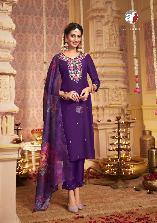 ANJU FAB SANGEET VOL 6 FULL STITCH DESIGNER BEAUTIFUL HANDWORK KURTI PANT DUPATTA