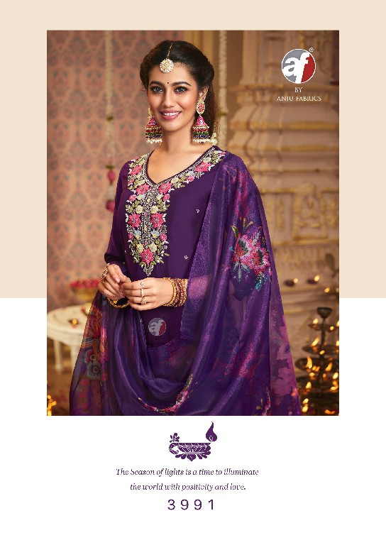 ANJU FAB SANGEET VOL 6 FULL STITCH DESIGNER BEAUTIFUL HANDWORK KURTI PANT DUPATTA
