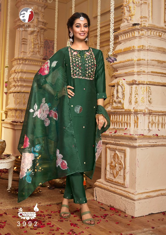 ANJU FAB SANGEET VOL 6 FULL STITCH DESIGNER BEAUTIFUL HANDWORK KURTI PANT DUPATTA