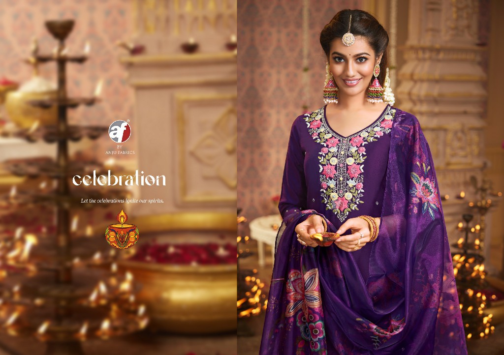 ANJU FAB SANGEET VOL 6 FULL STITCH DESIGNER BEAUTIFUL HANDWORK KURTI PANT DUPATTA